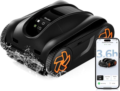 4-In-1 Robotic Pool Cleaner, 3.6H Cordless Pool Vacuum for Inground & above Ground Pools, Touchscreen & APP Control, Smart Navigation & Self-Parking, Cleaning Floor, Wall & Waterline, Black
