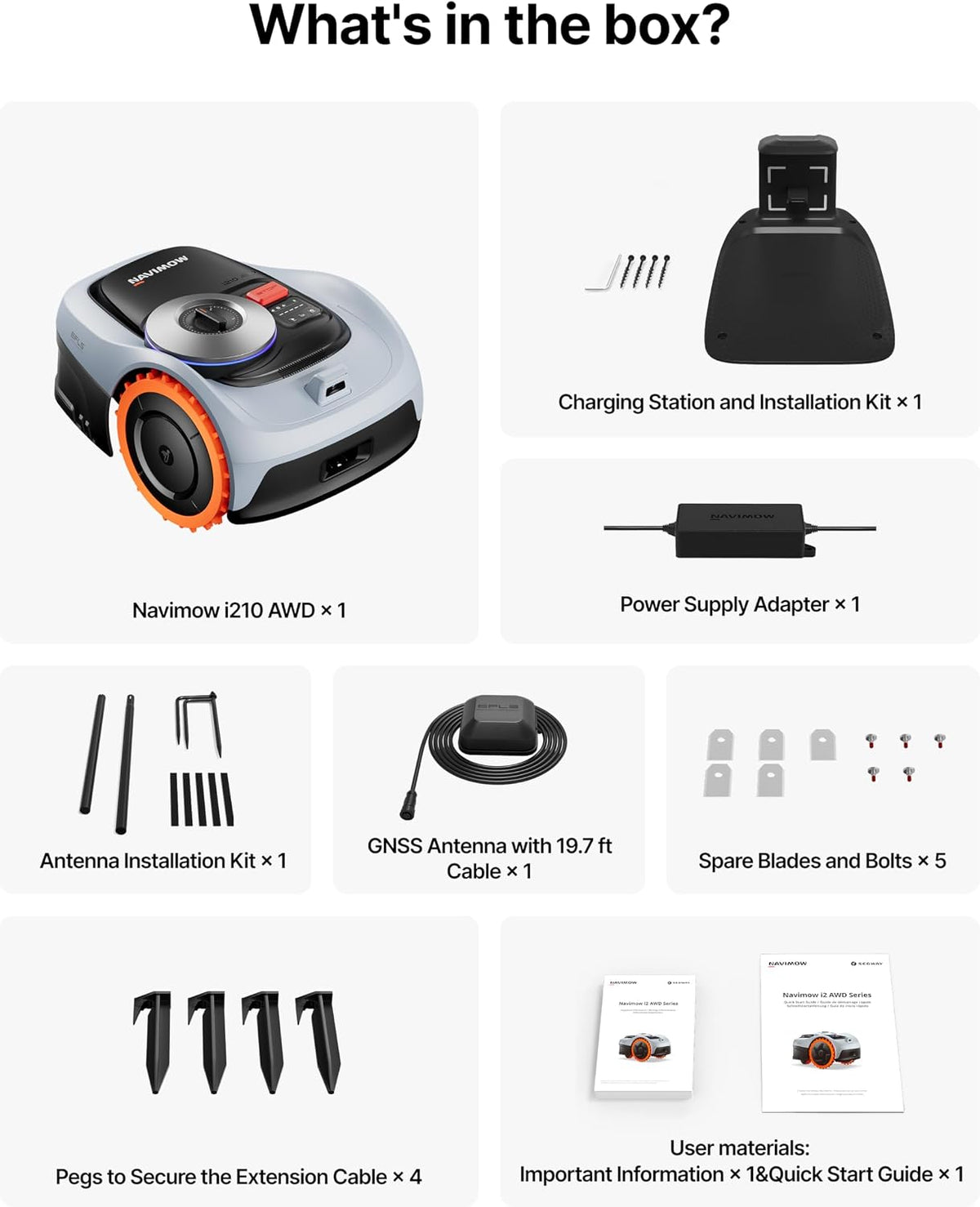 Segway I210 AWD Robot Lawn Mower Wire Free, 0.25 Acre, 45% Slopes
