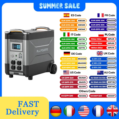 ALLPOWERS R4000 Expandable Portable Power Station 3456Wh LiFePO4 Battery Backup UPS Solar Generator for Camping Power Outage