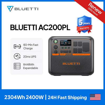 BLUETTI AC200PL Portable Power Station | 2400W 2304Wh Solar Generator for Home Outdoor Backup Power Supply