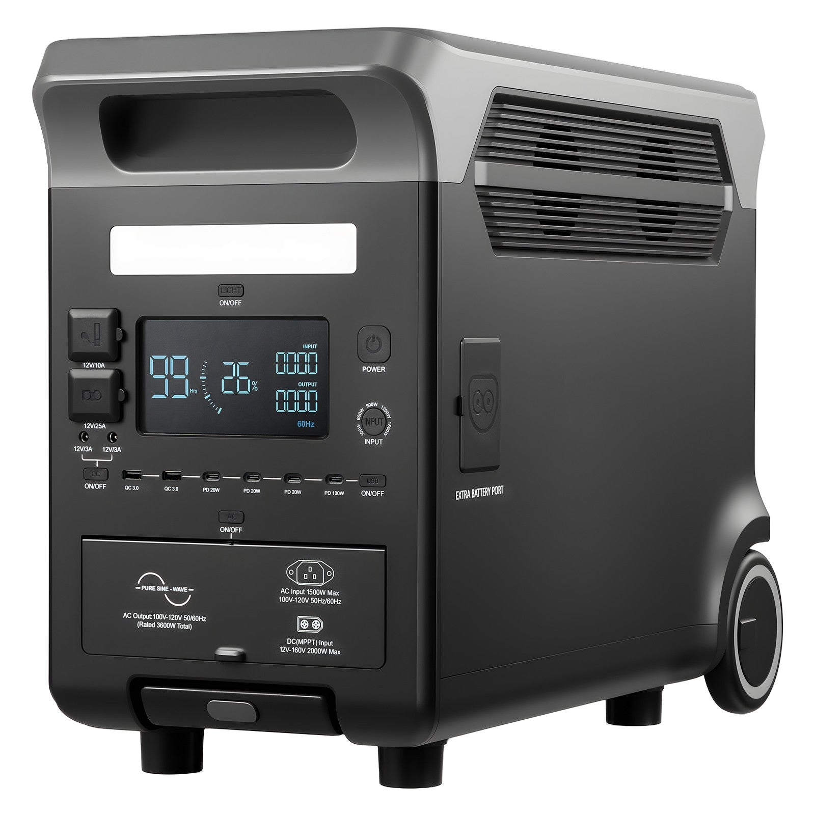 Uimoso Portable Power Station Solar Generator 3600W 3840Wh with 10 Output Ports