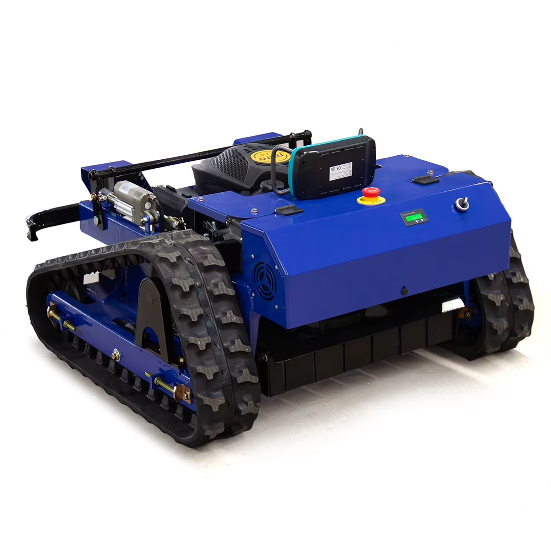 YF550 Remote Control Tracked Lawn Mower, 24V, 9HP 225Cc Gas Engine, 22 Inch Cutting Width, 45 Degree Slope Capability, Blue