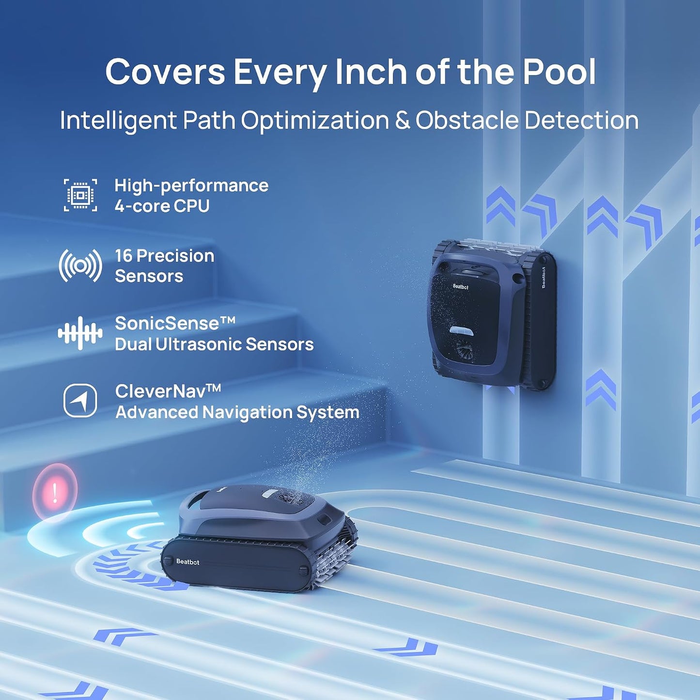 Beatbot Aquasense 2 Cordless Robotic Pool Vacuum Cleaner with Protection Cover, Smart Surface Parking, Double-Pass Waterline Scrubbing, Clean Floor, Wall & Waterline, In-Ground Pools up to 3,230 Sq.Ft