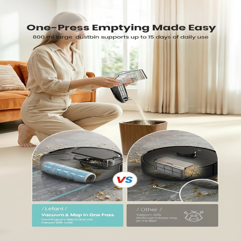 Robot Vacuum and Mop, 20000Pa Strong Suction, Self-Cleaning Roller Mop with Auto Drying, Lidar Navigation & Obstacle Avoidance, Tangle-Free Pet Hair, Slim, 800Ml Dustbin, 5G Wifi, M210 Pro OMNI