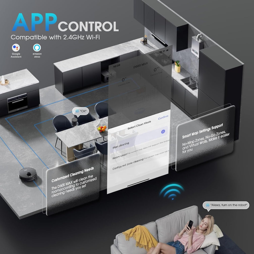 Robot Vacuum and Mop Combo, Mapping Robotic Vacuums Cleaner with 75 Days Self-Emptying, Lidar Navigation Smart & Strong Suction, Wifi/App/Alexa/Voice Control, Quiet for Home Pet Hair Hard Floor Carpet