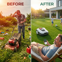 Robot Lawn Mower NO Wire - 0.9 Acre, Full Band Rtk+4-Eye Vision Robotic Lawnmower, Automatic Mapping, 30 Multi-Zone Management, Accurate Obstacle Avoidance, Intelligent Anti-Theft, APP Control — Before & After