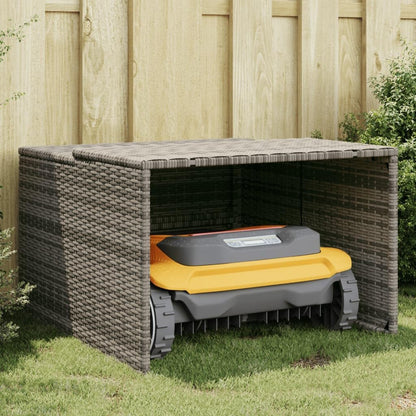 Poly Rattan Robot Mower Garage, Outdoor Portable Storage Shed, Outdoor Robot Mower Garden Shelter, Weather-Resistant Lawnmower Carport, Gray 33.9"X35.4"X20.5"/22.4" Poly Rattan
