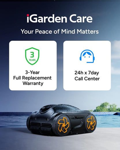 4-In-1 Robotic Pool Cleaner, 3.6H Cordless Pool Vacuum for Inground & above Ground Pools, Touchscreen & APP Control, Smart Navigation & Self-Parking, Cleaning Floor, Wall & Waterline, Black