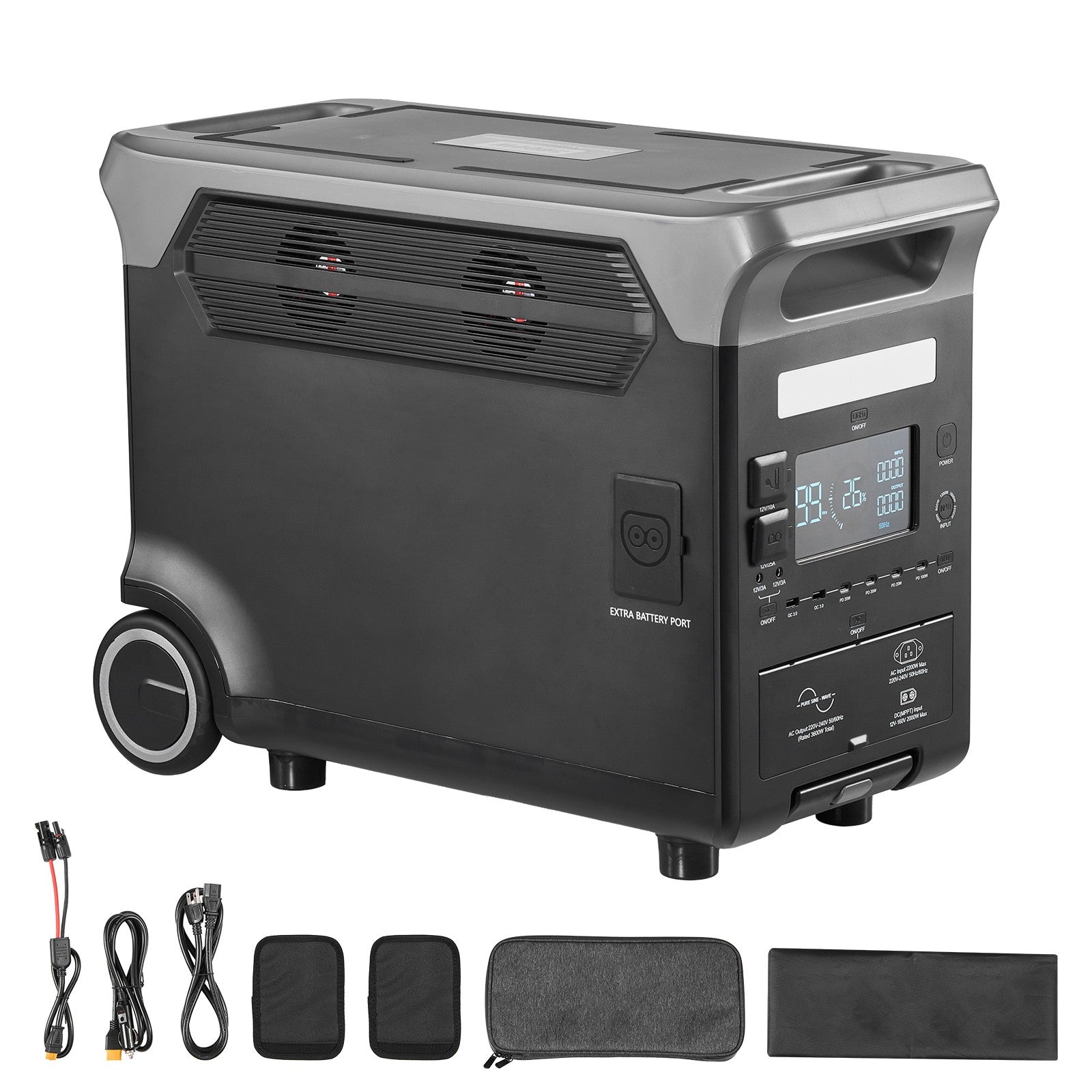 Uimoso Portable Power Station Solar Generator 3600W 3840Wh with 10 Output Ports