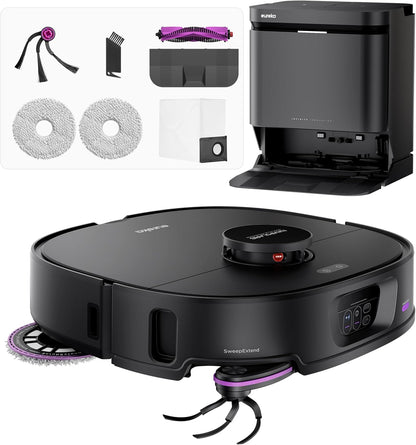 Eureka J15 Max Ultra Self-Emptying Robot Vacuum Combo All-In-One, 22,000 Pa Suction 176℉ Hot Water Wash 131°F Hot Air Dry Self-Cleaning Base Tray, Flex-Arm Mop Anti-Tangle Rtcam AI Obstacle Avoidance