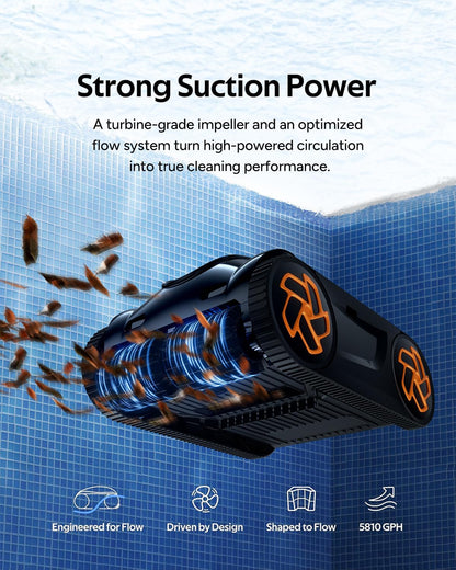 4-In-1 Robotic Pool Cleaner, 3.6H Cordless Pool Vacuum for Inground & above Ground Pools, Touchscreen & APP Control, Smart Navigation & Self-Parking, Cleaning Floor, Wall & Waterline, Black