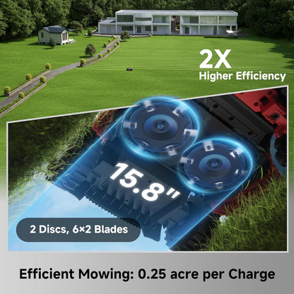 Lidax Ultra 2000 AWD Robot Lawn Mower Wire Free RTK Free for up to 0.5 Acre*Dual Maps, 360° 3D Lidar & AI Dual Vision Mapping, Robotic Mower with 4G, for 80% Slopes, Cutting Height 1.2”–3.9“