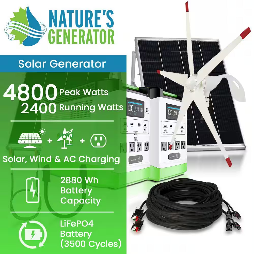 3600W Running/7200W Peakl Push Button Start Lithium Solar Generator Platinum WE