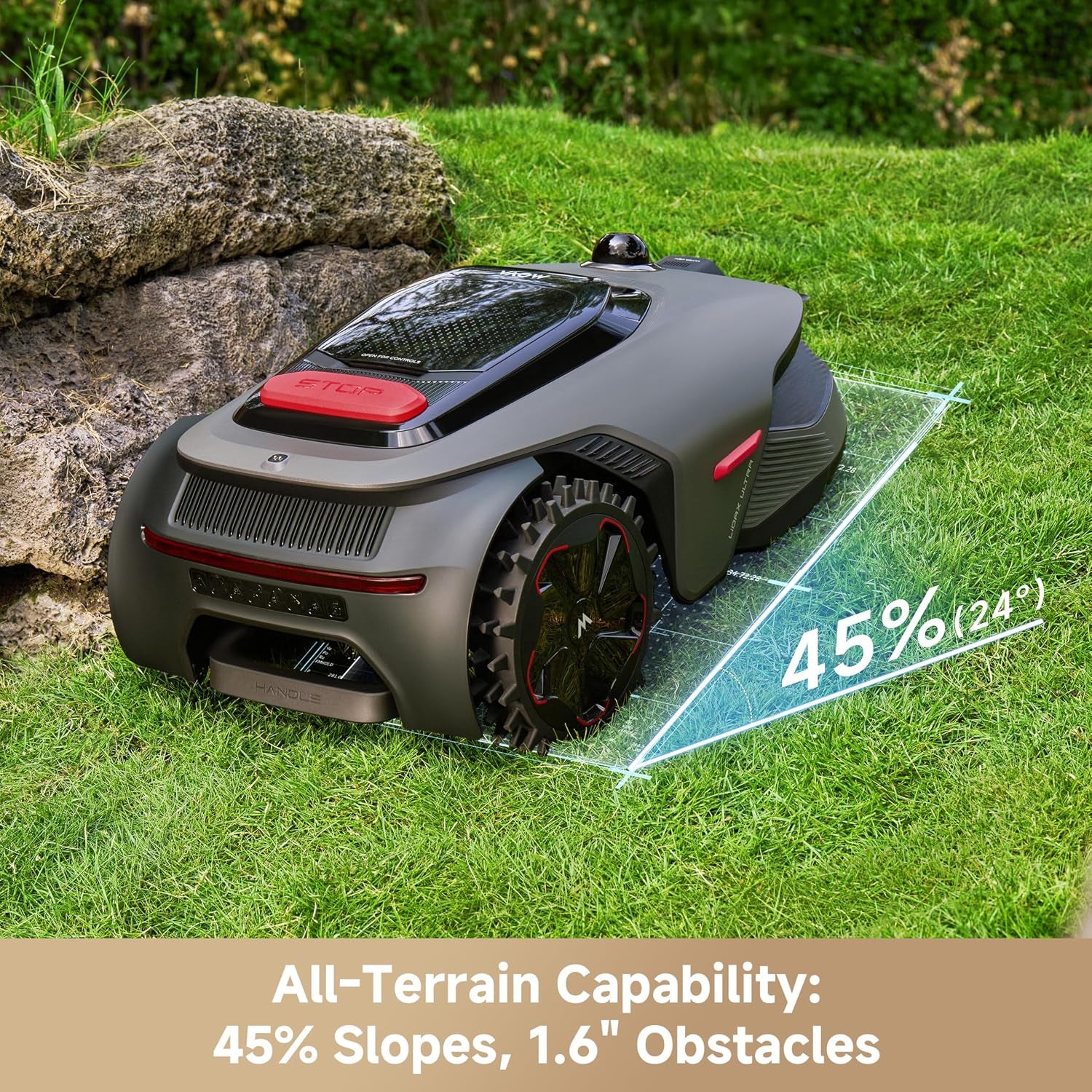 Lidax Ultra 1000 Robot Lawn Mower Wire Free for 1/4 Acre, Rtk-Free+360° 3D Lidar+Ai Vision Auto Mapping, Zero-Edge Cutting, Cutting Height 1.2"-3.9", 45% Slope, up to 150 Managed Zones Dual Maps
