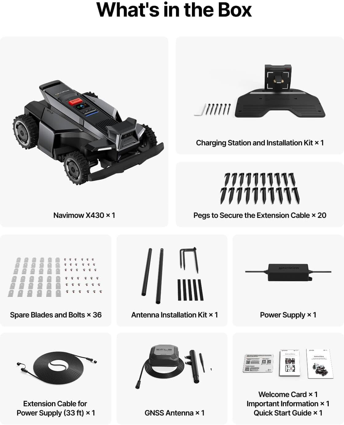 Segway  X430 Robot Lawn Mower Wire Free, for up to 1 Acre, 4WD for 84% Slopes, Zero-Turn for Damage-Free Mowing, Orv-Tuned Lawnmower, Mowmentum with 2 × 180W Motors, 0.75–4 in Cutting Height