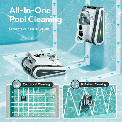 Robotic Pool Cleaner - Pool Vacuum 180W Brushless Motor, 50,000Pa Suction, Wall Climbing, Ai-Powered Path Sonar Navigation, 3 Modes Robot for Inground & Above-Ground Pools up to 2000 Sq. Ft