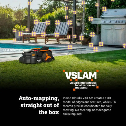 Landroid Vision Cloud 9 In. 2WD Robot Lawn Mower (1 Acre) RTK GPS plus VSLAM Vision AI with Cut to Edge Trimmer