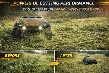 Remote Control Tracked Lawn Mower 45° Slope Gas RC Mower 22" US Stock