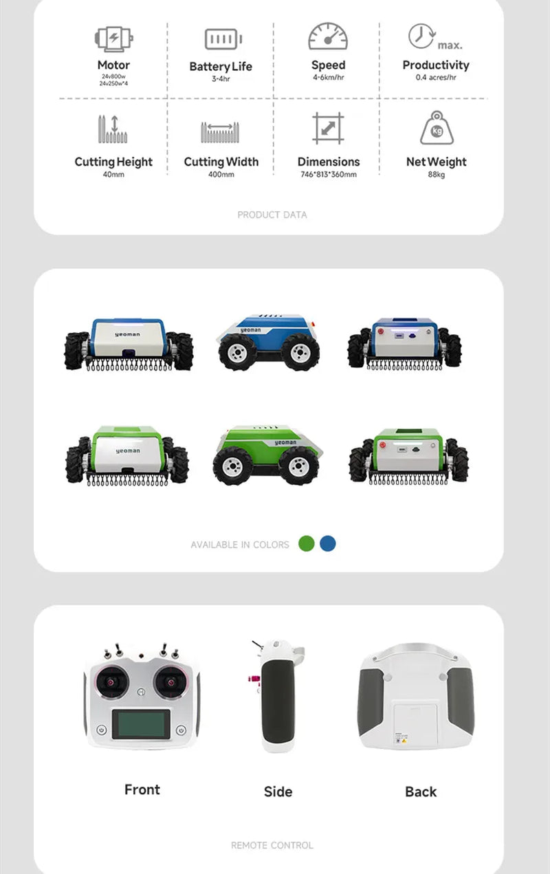 Garden Robot Lawn Mower Remote Control Wireless Grass Cutting 400Mm Mowing Robot Smart Lawn Mowers Robot for Home