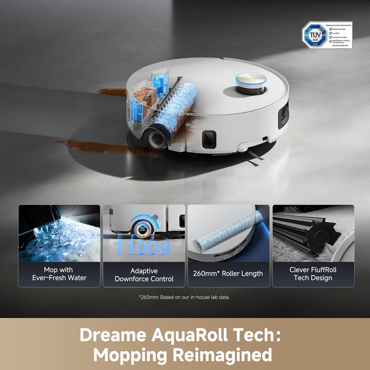 Dreame Aqua10 Ultra Roller Robot Vacuum and Mop, Aquaroll Mopping