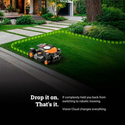 Landroid Vision Cloud 9 In. 4WD Robot Lawn Mower (1 Acre) RTK GPS plus VSLAM Vision AI with Cut to Edge Trimmer