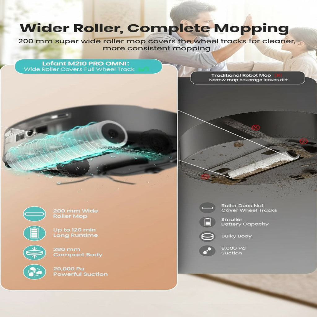 Robot Vacuum and Mop, 20000Pa Strong Suction, Self-Cleaning Roller Mop with Auto Drying, Lidar Navigation & Obstacle Avoidance, Tangle-Free Pet Hair, Slim, 800Ml Dustbin, 5G Wifi, M210 Pro OMNI