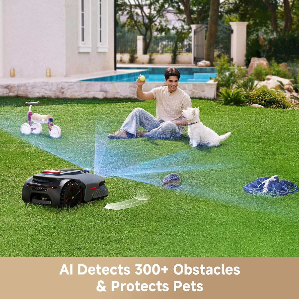 Lidax Ultra 1000 Robot Lawn Mower Wire Free for 1/4 Acre, Rtk-Free+360° 3D Lidar+Ai Vision Auto Mapping, Zero-Edge Cutting, Cutting Height 1.2"-3.9", 45% Slope, up to 150 Managed Zones Dual Maps