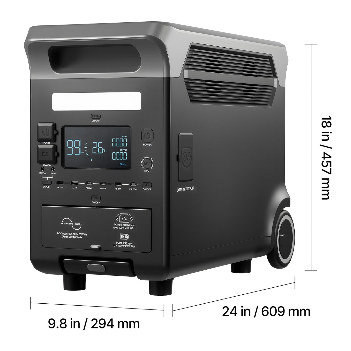 Uimoso Portable Power Station Solar Generator 3600W 3840Wh with 10 Output Ports