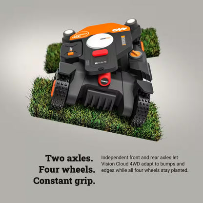 Landroid Vision Cloud 9 In. 4WD Robot Lawn Mower (1 Acre) RTK GPS plus VSLAM Vision AI with Cut to Edge Trimmer