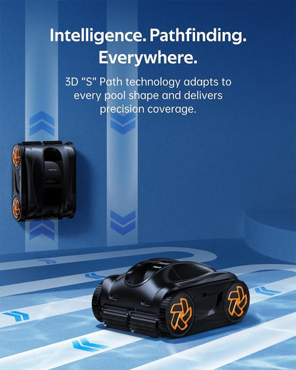 4-In-1 Robotic Pool Cleaner, 3.6H Cordless Pool Vacuum for Inground & above Ground Pools, Touchscreen & APP Control, Smart Navigation & Self-Parking, Cleaning Floor, Wall & Waterline, Black