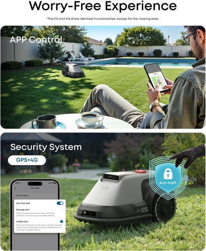 Eufy Robot Lawn Mower E15, Auto Mapping, Pure Vision Navigation