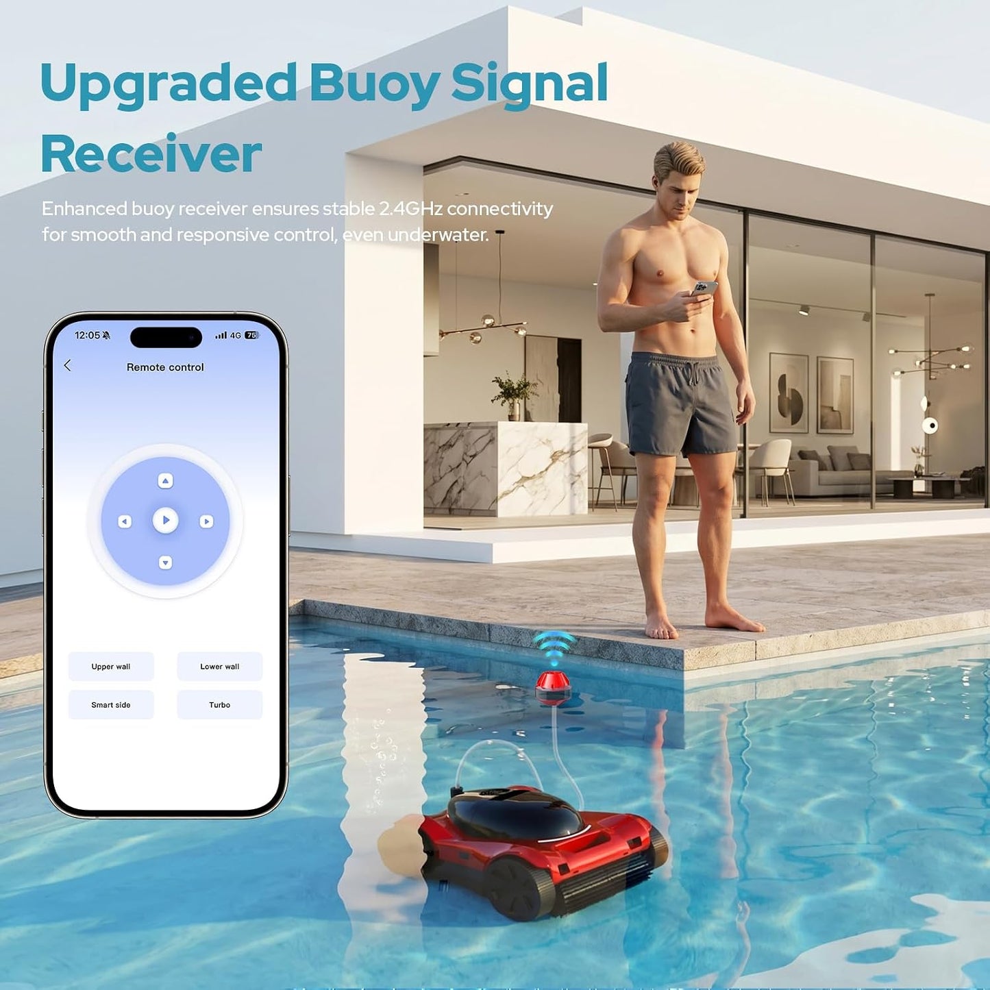 FL-01 Robotic Pool Cleaner for All Pool Shapes, Wall & Waterline Pool Vacuum Robot for In-Ground Pools up to 6458 Sq.Ft, Smart App/Remote Control Underwater, 8H Runtime, Auto-Hover Retrieval