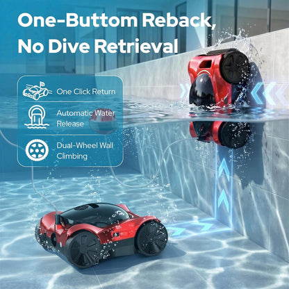 FL-01 Robotic Pool Cleaner for All Pool Shapes, Wall & Waterline Pool Vacuum Robot for In-Ground Pools up to 6458 Sq.Ft, Smart App/Remote Control Underwater, 8H Runtime, Auto-Hover Retrieval