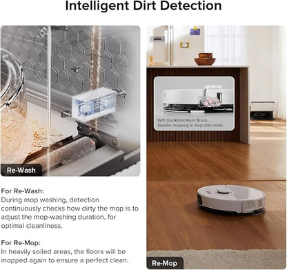 roborock S8 Max Ultra with Auto Water Refilling and Drainage System Robot Vacuum and Mop, FlexiArm Design, Smart Dirt Detection, Self-Emptying, 8000Pa Suction for Various Floors, Pet Hair, White