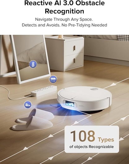 roborock Qrevo CurvX Robot Vacuum and Mop, 22,000Pa Suction, 3.14’’ Ultra Slim, Dual Anti-Tangle System, Reactive AI Obstacle Recognition, AdaptiLift Chassis, Auto Hot Water Mop Washing & Drying