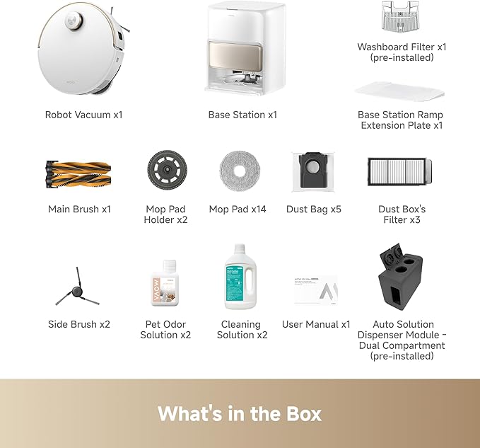 Mova V50 Ultra Complete Robot Vacuum and Mop Self-Cleaning, 24,000 Pa Suction, Liftable Navigation with Obstacle Overcoming and Warm Water Mopping with DuoSolution System Designed for Pets, White