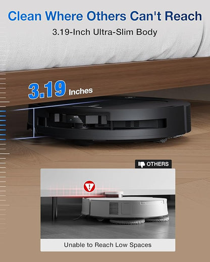 ECOVACS DEEBOT T50 Omni Robot Vacuum and Mop, 3.19” Ultra-Slim, 15,000Pa Suction, ZeroTangle 2.0, TruEdge Edge Cleaning, AIVI 3D Obstacle Avoidance, Auto Mop Wash & Dry, Self-Emptying