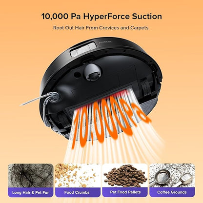 roborock Q10 S5+ Robot Vacuum and Mop with Self-Emptying, 10,000Pa Suction, Upgraded from Q8 max+, Obstacle Avoidance, Sonic Mopping, Dual Anti-Tangle Design, Auto Mop Lifting, Ideal for Pet Hair