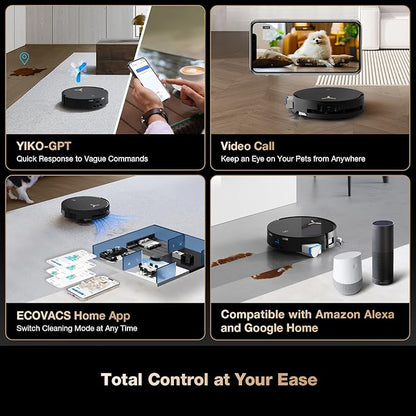 ECOVACS DEEBOT X8 PRO OMNI Robot Vacuum and Mop, 18000Pa, OZMO ROLLER Instant Self-Washing Mopping, 167℉ Hot Water Mop Washing, Auto Cleaning Solution Adding, Hot Air-Drying, Self-Emptying, Black