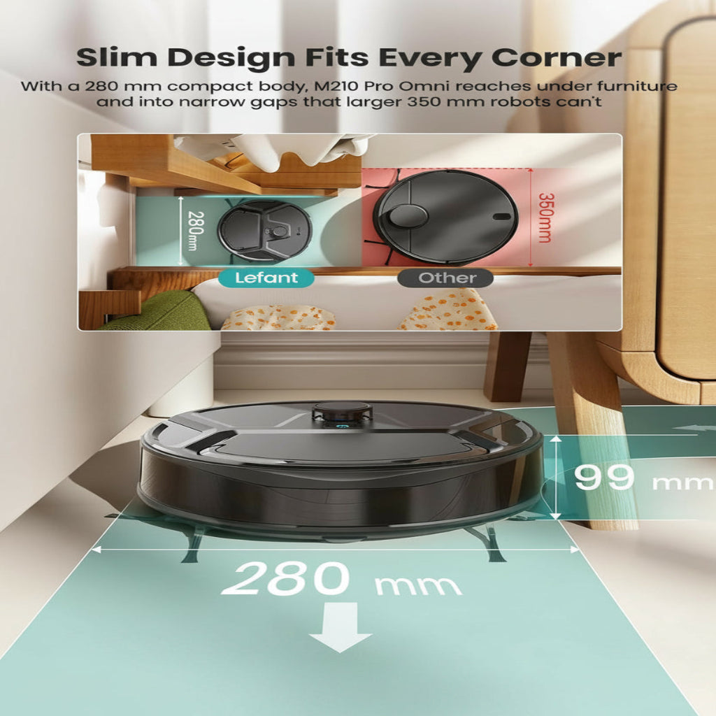 Robot Vacuum and Mop, 20000Pa Strong Suction, Self-Cleaning Roller Mop with Auto Drying, Lidar Navigation & Obstacle Avoidance, Tangle-Free Pet Hair, Slim, 800Ml Dustbin, 5G Wifi, M210 Pro OMNI