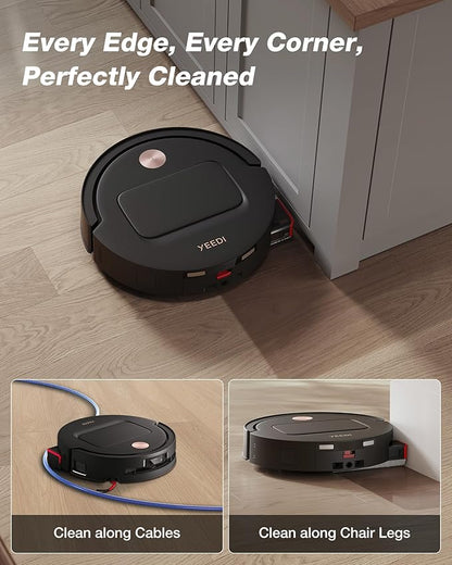 Yeedi M14 Plus Robot Vacuum and Mop, 18,000Pa Suction, OZMO Roller Instant Self-Washing Mopping, 167℉ Smart Dynamic Hot Wash & Auto-Dry, ZeroTangle 3.0 Anti-Hair Brush, All-in-One Omni Station, Black
