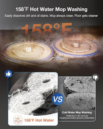 ECOVACS DEEBOT T30S PRO Robot Vacuum and Mop, 11000Pa, TruEdge Adaptive Edge Mopping, ZeroTangle Technology, AI Instant Re-mop, Self-Emptying & Refilling, AI Obstacle Avoidance