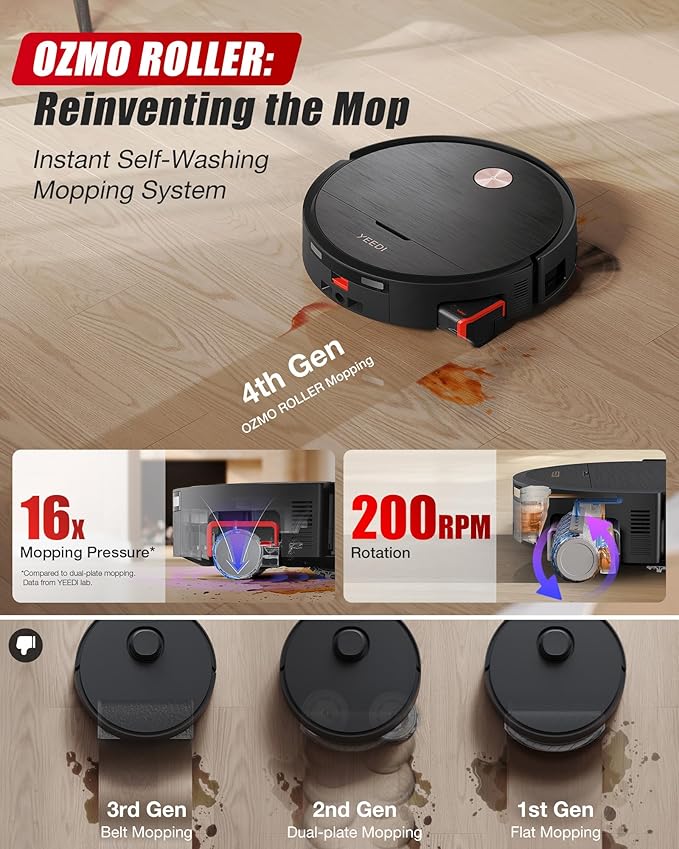Yeedi S16 Plus Robot Vacuum & Mop with Automatic Omni Station, Blast 16,600Pa Suction, OZMO Roller Self-Wash Mopping, ZeroTangle 3.0, Triple Lift Floor Lift, AI-Powered Navigation and Mapping