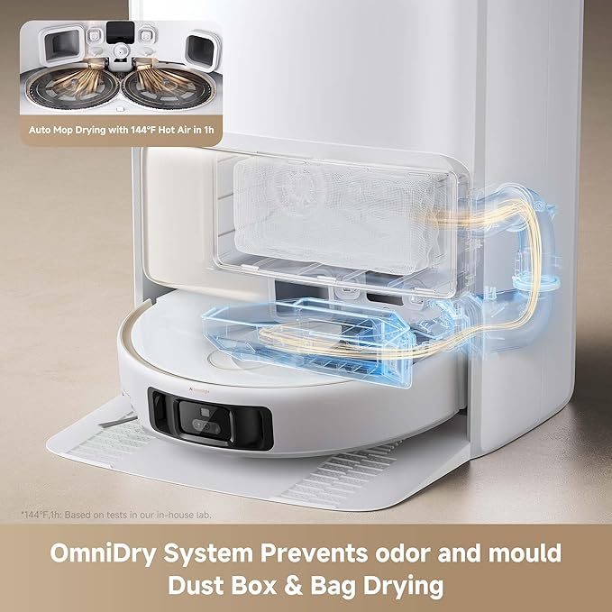 Mova V50 Ultra Complete Robot Vacuum and Mop Self-Cleaning, 24,000 Pa Suction, Liftable Navigation with Obstacle Overcoming and Warm Water Mopping with DuoSolution System Designed for Pets, White