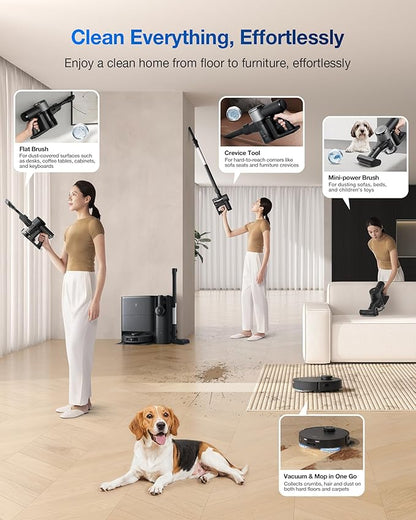 ECOVACS DEEBOT T30S Combo Complete Robot Vacuum and Mop, 11000Pa, ZeroTangle Technology, TruEdge Adaptive Edge Mopping, Hot Water Mop Washing, Self-Emptying, Self Refilling, Auto-Mop Lifting