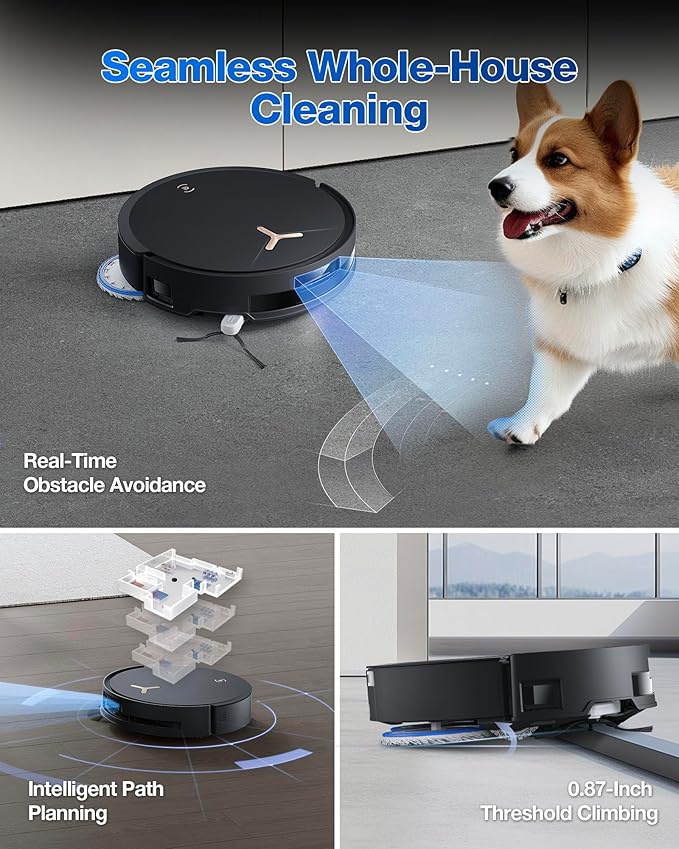 ECOVACS DEEBOT T50 MAX PRO Omni Robot Vacuum and Mop, 18,500Pa Suction, 18mm Auto-Lift, ZeroTangle &TruEdge 2.0, AIVI 3.0 Obstacle Avoidance, Auto Hot Water Mop Wash/Dry/Refill, Self-Emptying