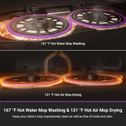 Eureka J15 Ultra Self Emptying Robot Vacuum, 19,000 Pa Suction, Flex-Arm Mop Design, 167℉Hot Water Mop Washing & 131°F Hot Air Drying, AI Obstacle Avoidance, Black