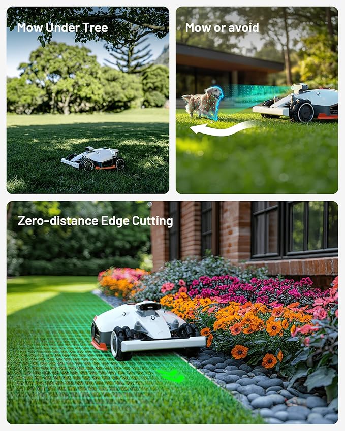 LUBA 2 AWD 3000X Robot Lawn Mower with 4G, Reception 0.75 Acre, Max. 0.89 Acre, All-Wheel-Drive for 80% Slope, UltraSense AI Vision & RTK Automatic Edge Mapping, 1.0"-2.7" Cutting Height