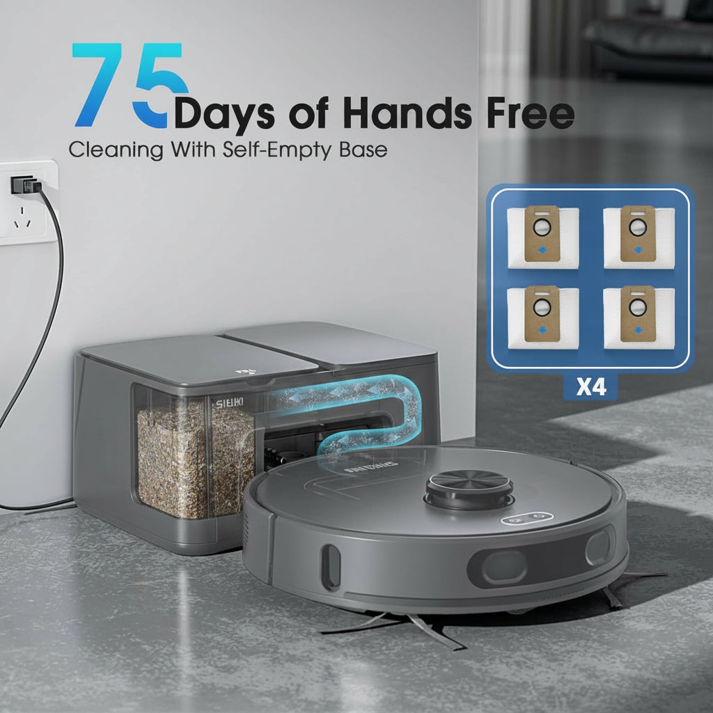 Robot Vacuum and Mop Combo, Mapping Robotic Vacuums Cleaner with 75 Days Self-Emptying, Lidar Navigation Smart & Strong Suction, Wifi/App/Alexa/Voice Control, Quiet for Home Pet Hair Hard Floor Carpet