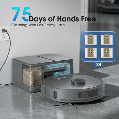Robot Vacuum and Mop Combo, Mapping Robotic Vacuums Cleaner with 75 Days Self-Emptying, Lidar Navigation Smart & Strong Suction, Wifi/App/Alexa/Voice Control, Quiet for Home Pet Hair Hard Floor Carpet